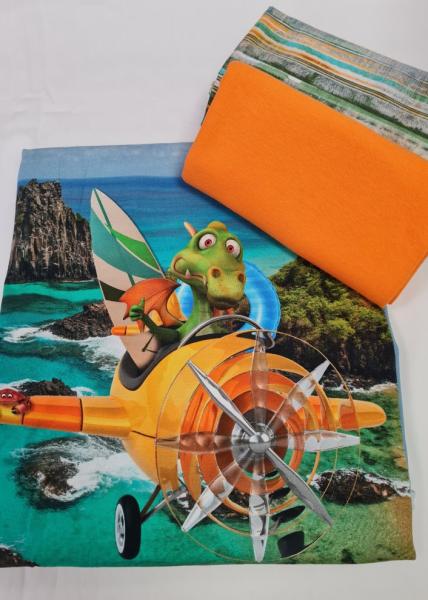 Jersey Sparpaket Drache Panel ca. 75 cm, Kombistoff & Bündchen
